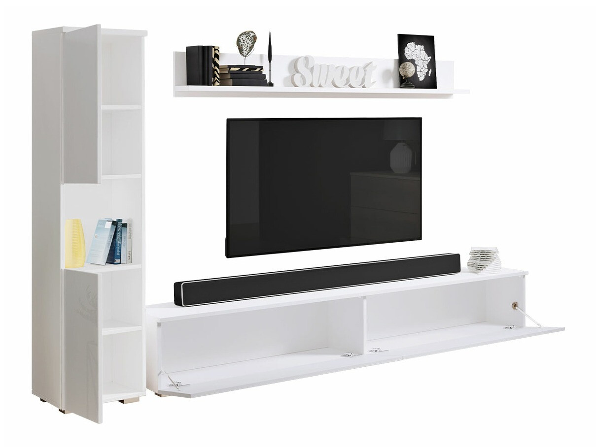 Ensemble de salon Sarasota 130 (Gris foncé + Blanc brillant)