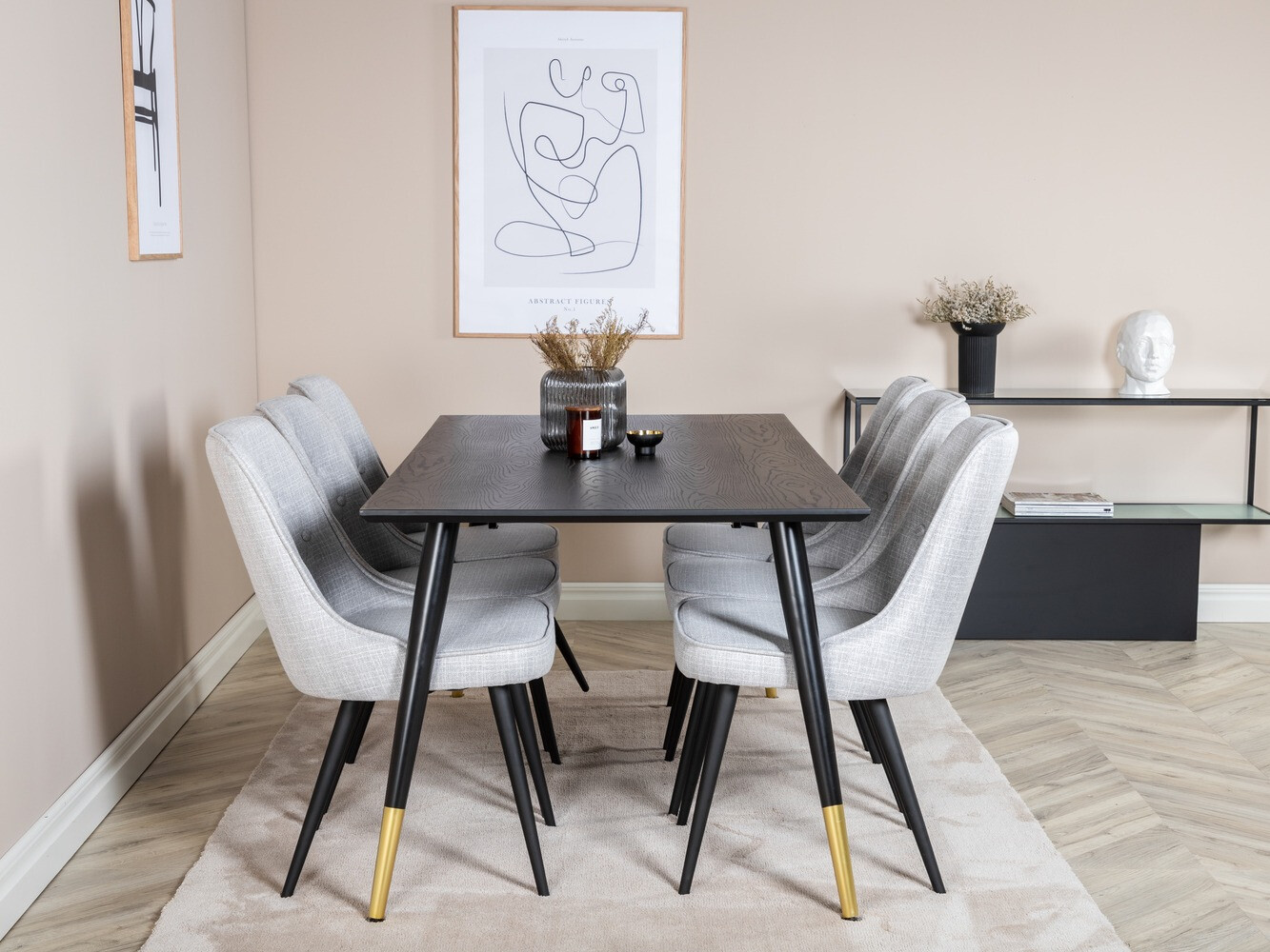 Salle à manger complète Dallas 1256 (Gris + Noir)