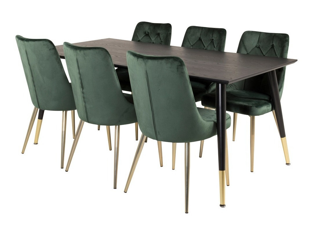 Salle à manger complète Dallas 1256 (Vert + Doré)