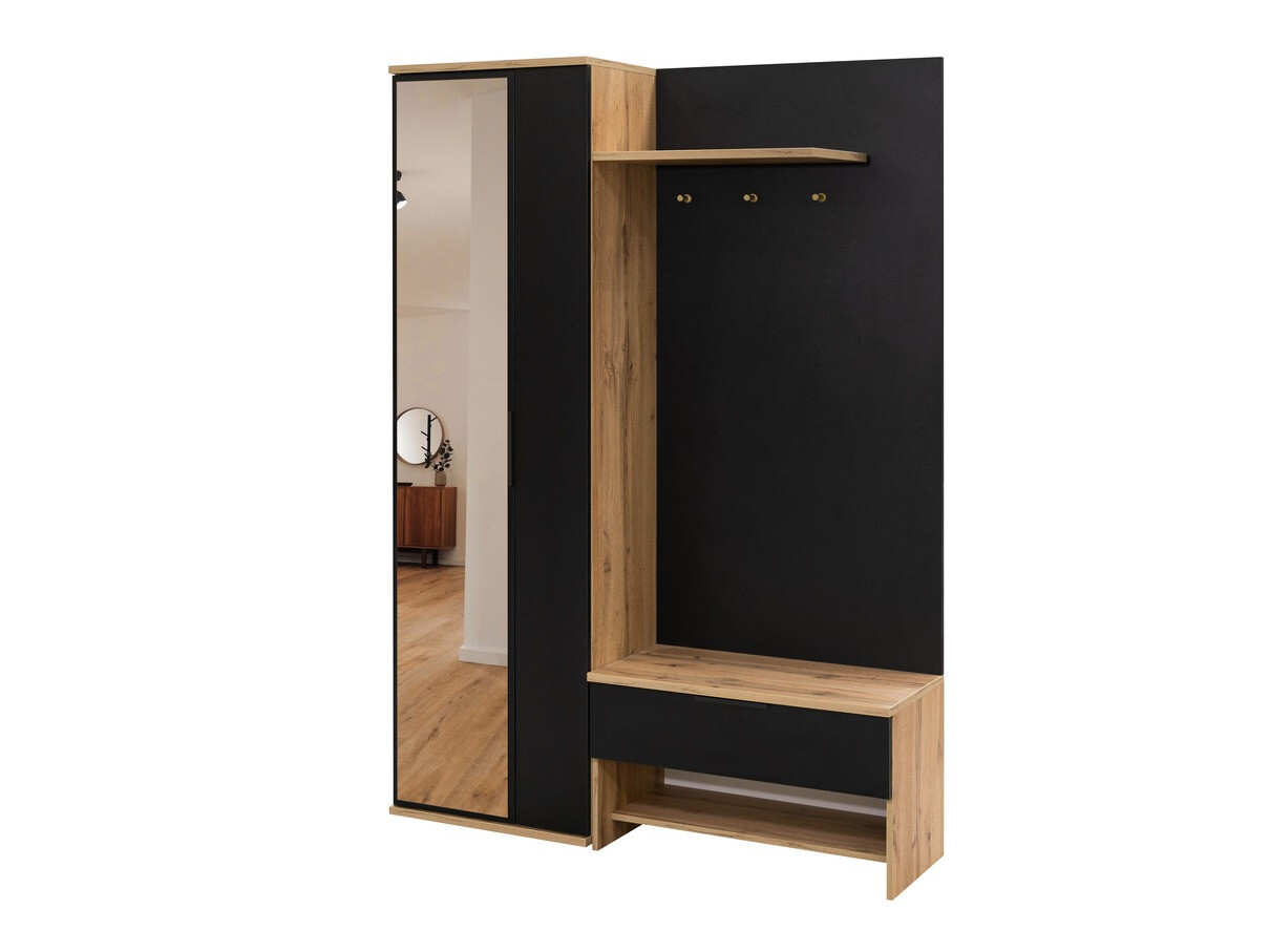 Meuble d'entrée Honolulu 160 (Noir + Chêne wotan)