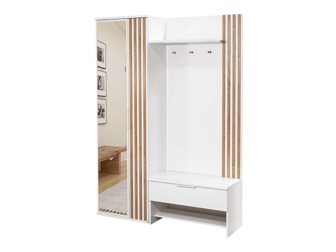 Meuble d'entrée Honolulu 161 (Blanc + Chêne wotan)