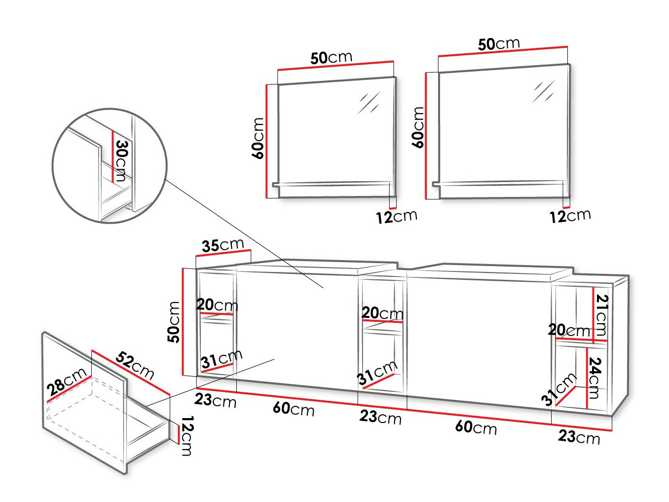 Ensemble de salle de bain Comfivo Delphinus IV (Blanc)