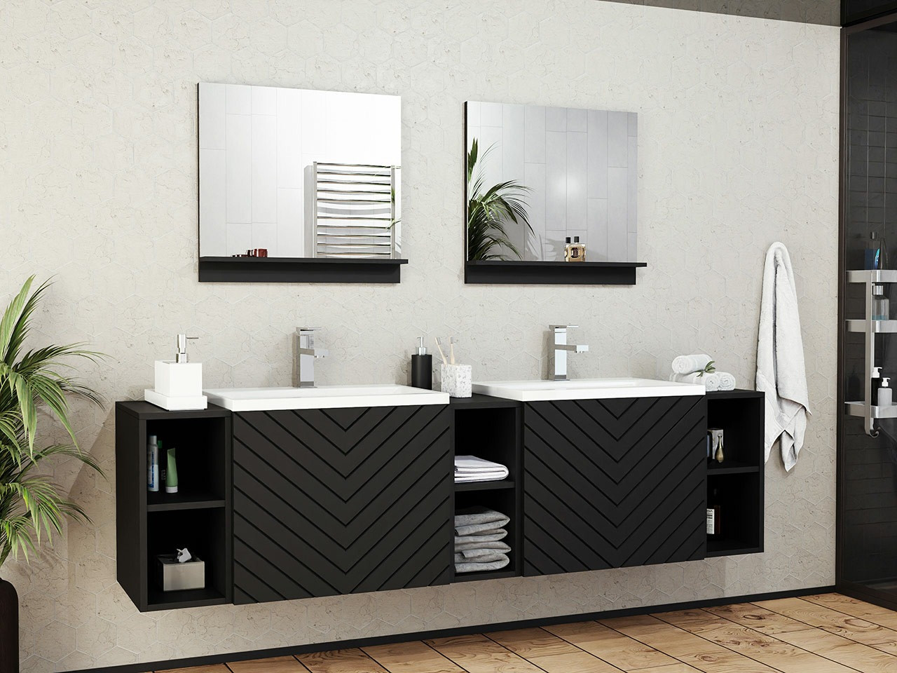 Ensemble de salle de bain Comfivo Delphinus IV (Noir + Graphite)