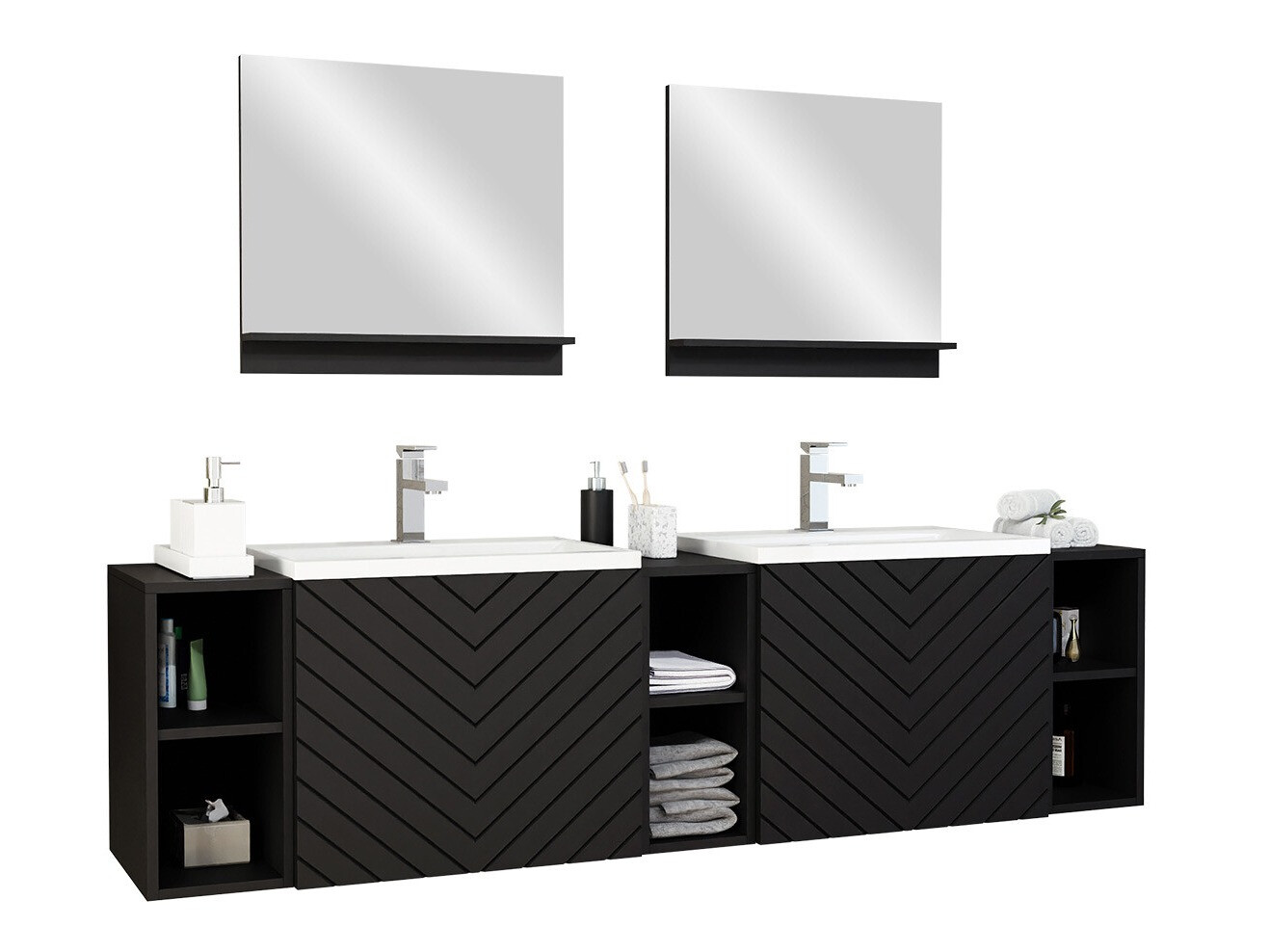 Ensemble de salle de bain Comfivo Delphinus IV (Noir + Graphite)