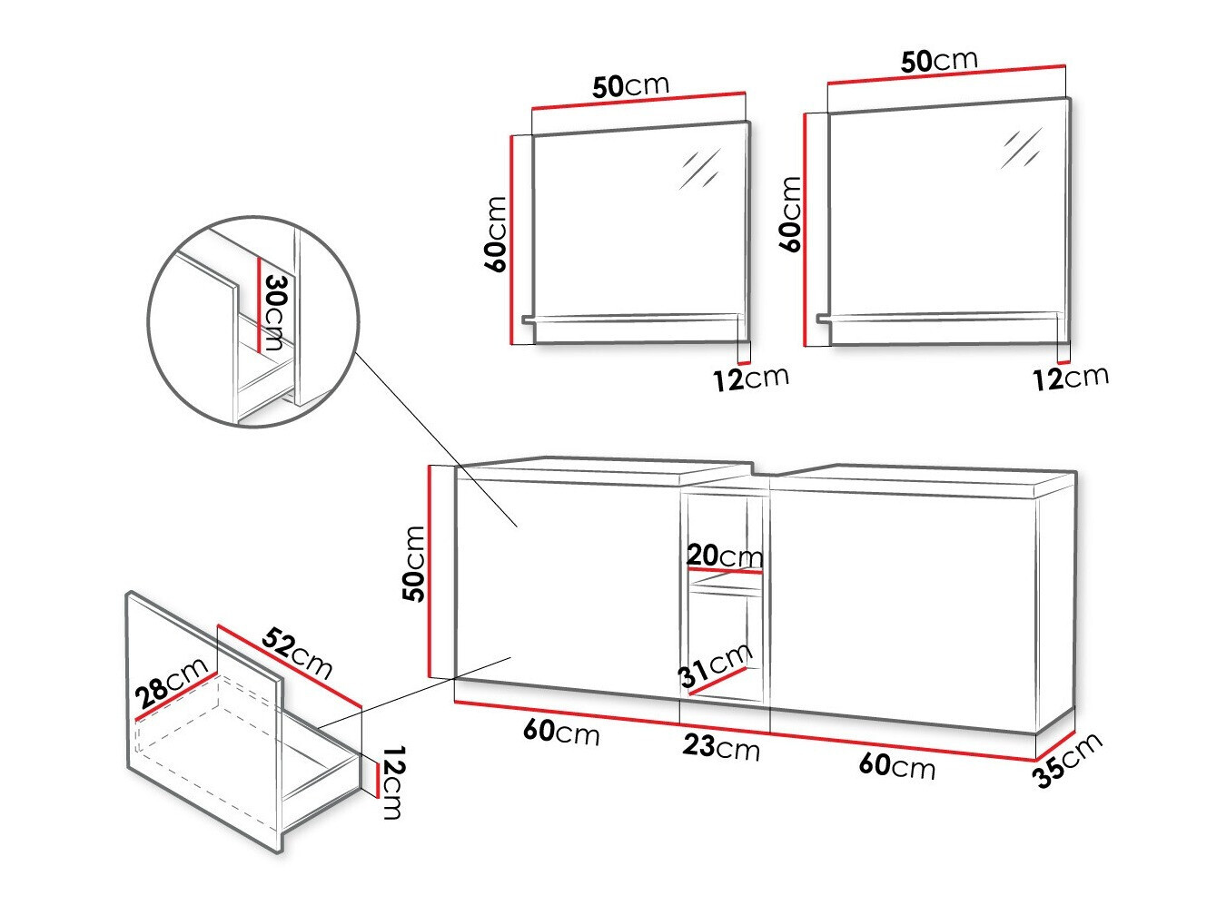 Ensemble de salle de bain Comfivo Delphinus VI (Blanc)
