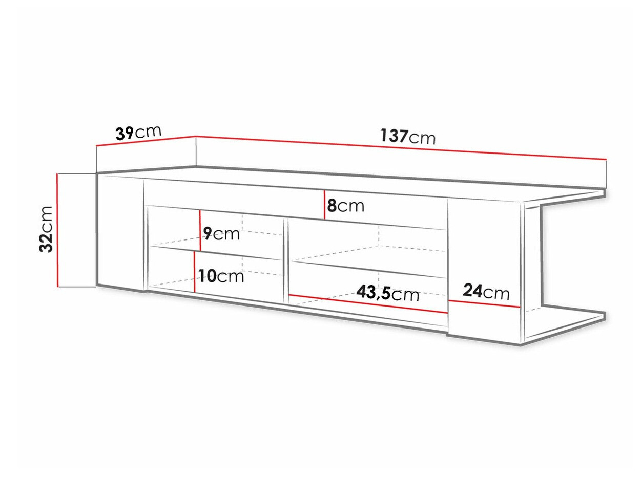 Meuble TV Ver (Noir + Noir brillant)
