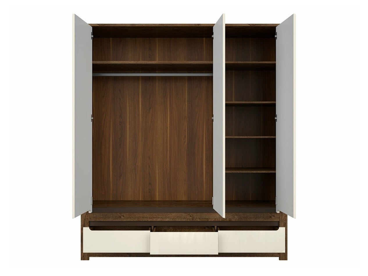 Armoire Ophevaru 119 (Crème brillante + April chêne)