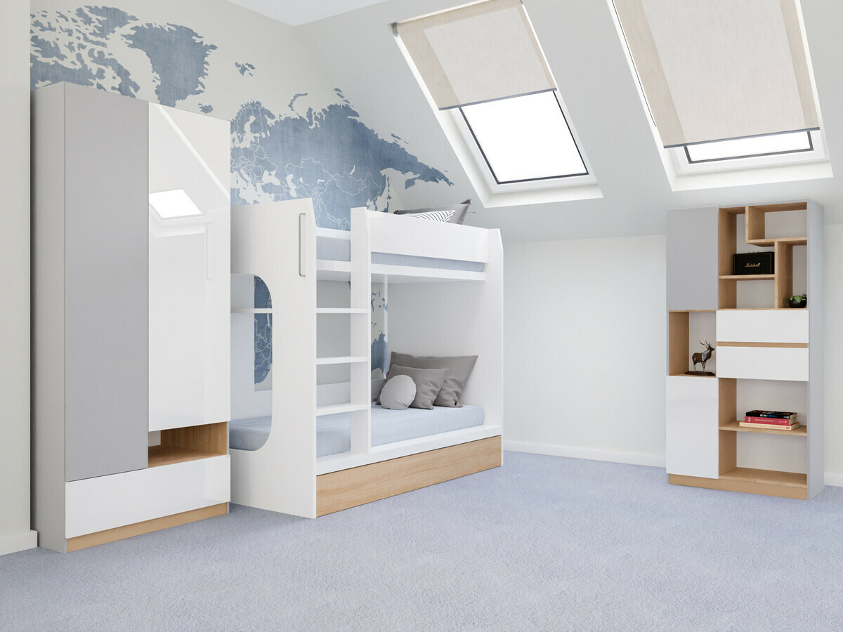 Chambre enfant complète Nuevaru 119 (Blanc brillant)