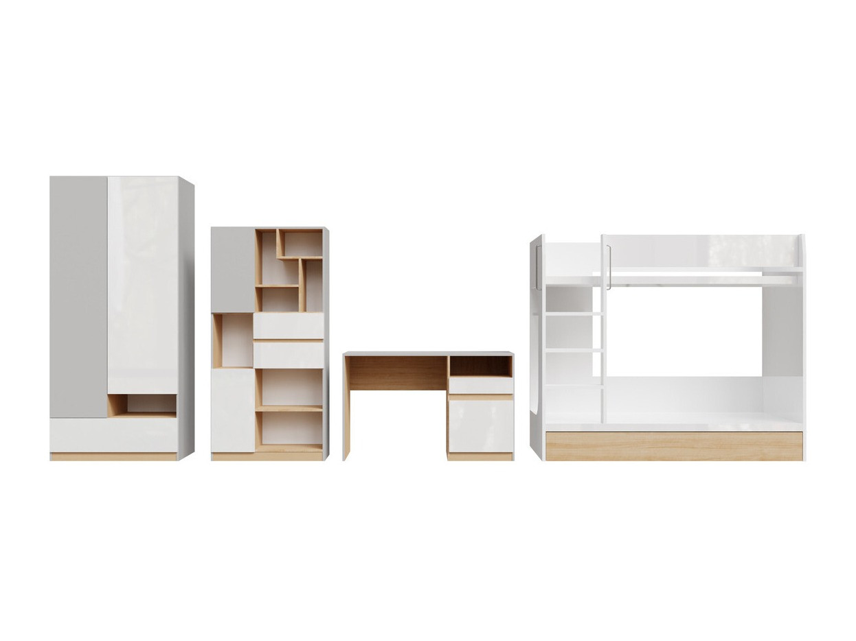 Chambre enfant complète Nuevaru 119 (Blanc brillant)