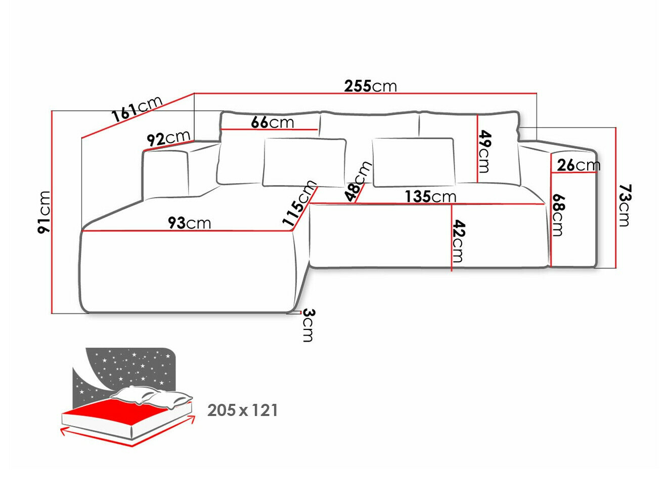 Canapé d'angle Arvada 116 (Poso 01)