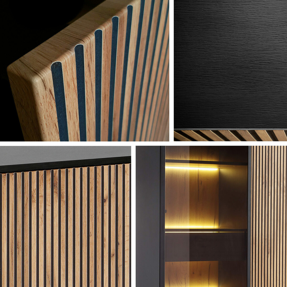 Table de chevet Manal (Noir + Chêne wotan)