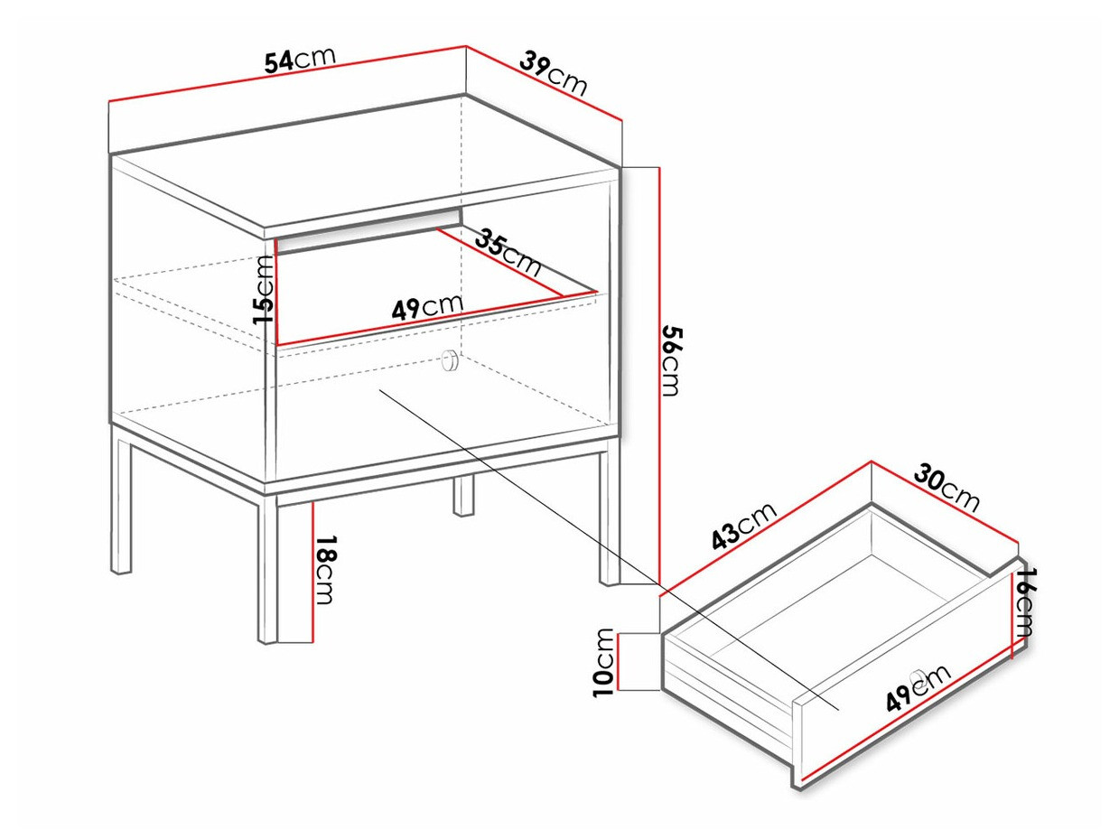 Table de chevet Formis (Blanc)