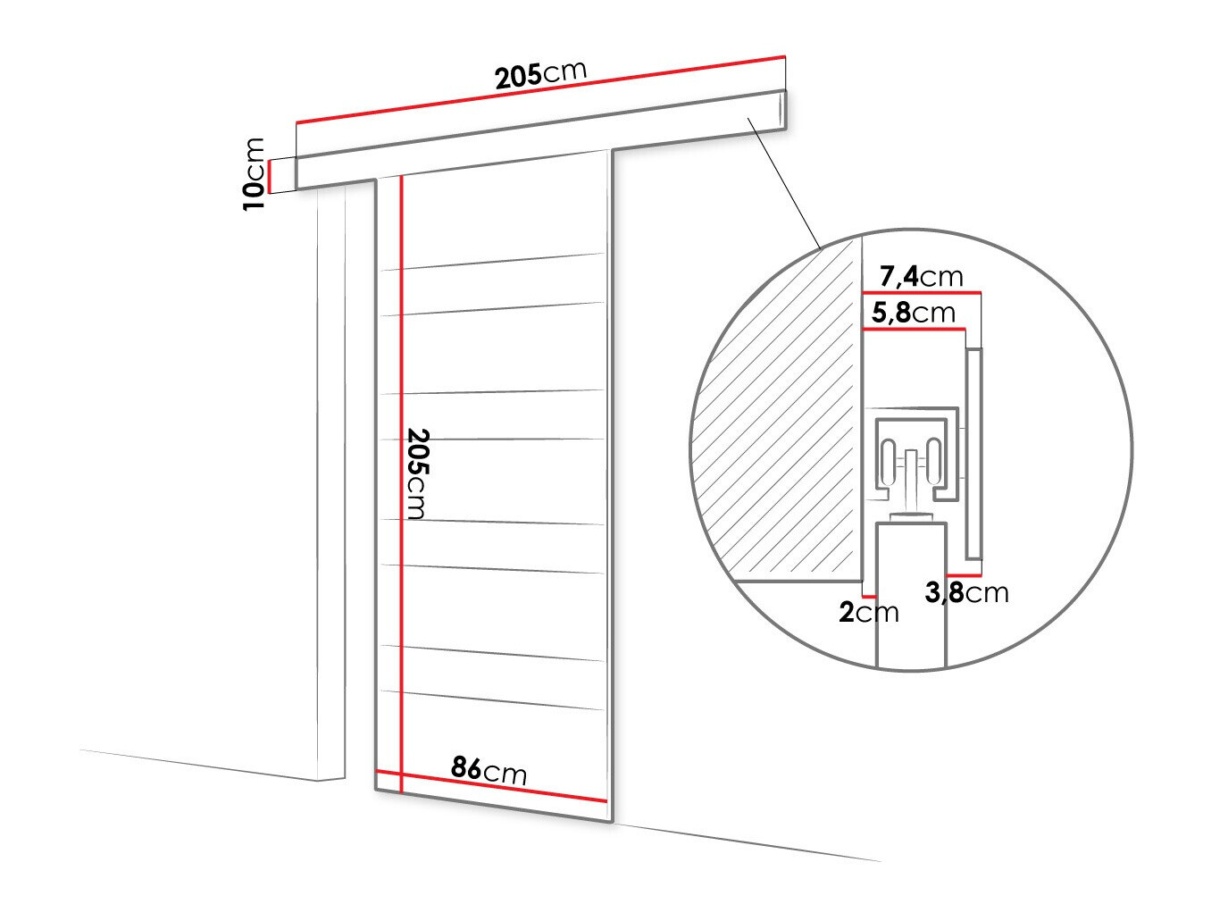 Porte coulissante Closico 173 (Sonoma chêne + Blanc)