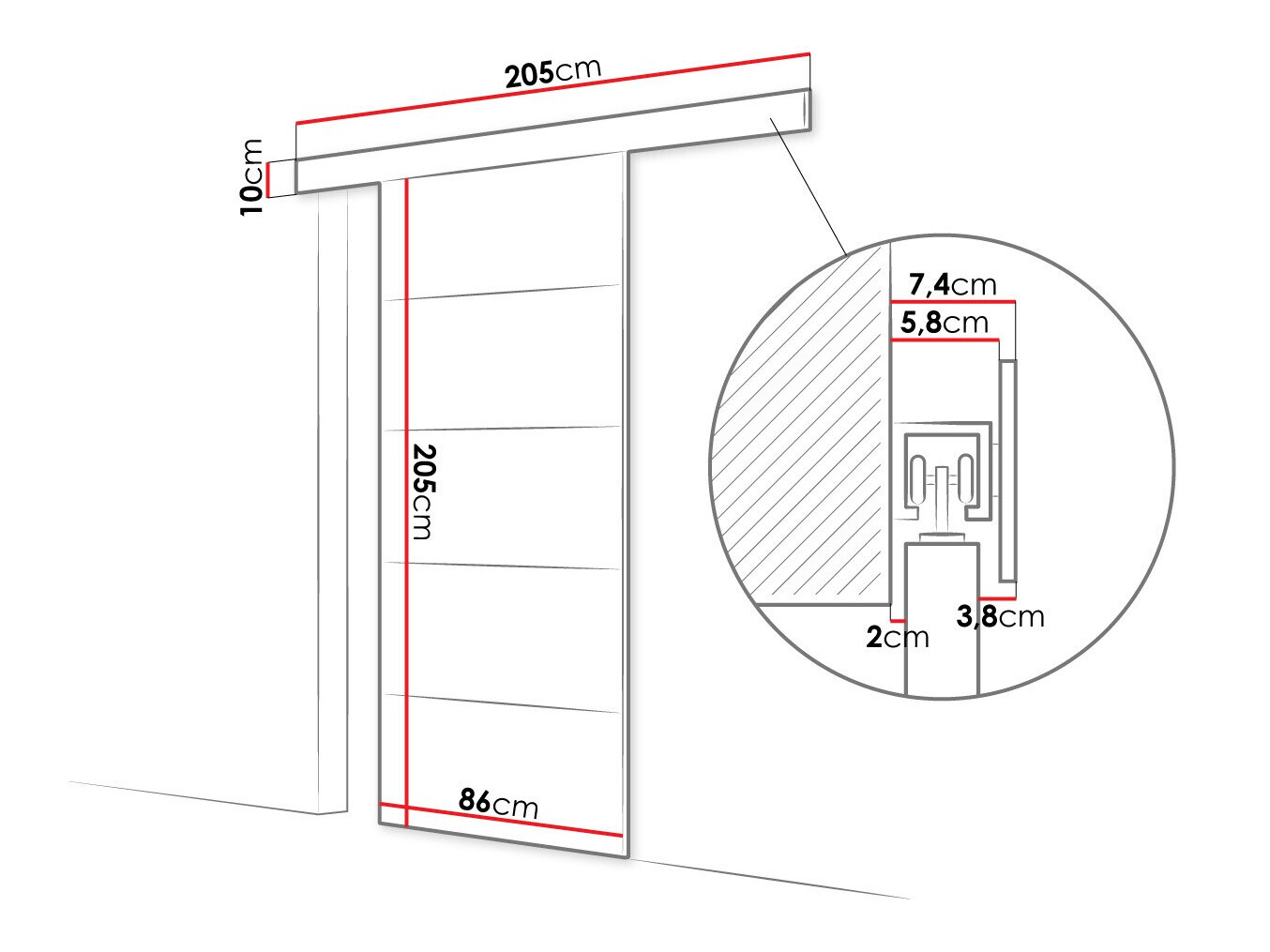 Porte coulissante Closico Materia III (Sonoma chêne)