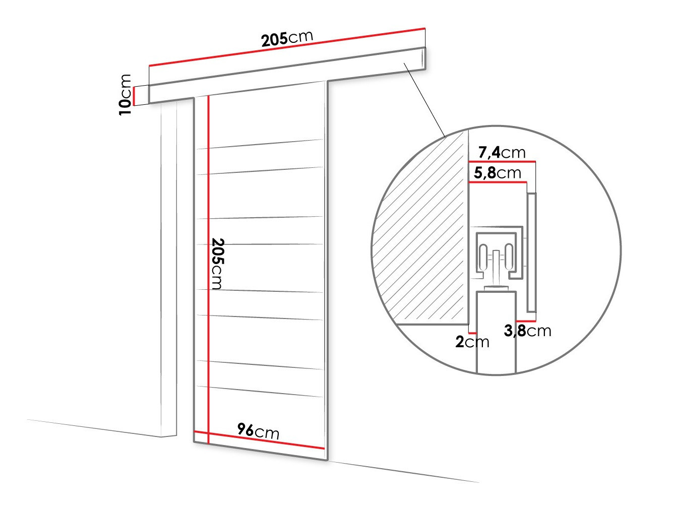 Porte coulissante Closico Portalis V (Blanc)