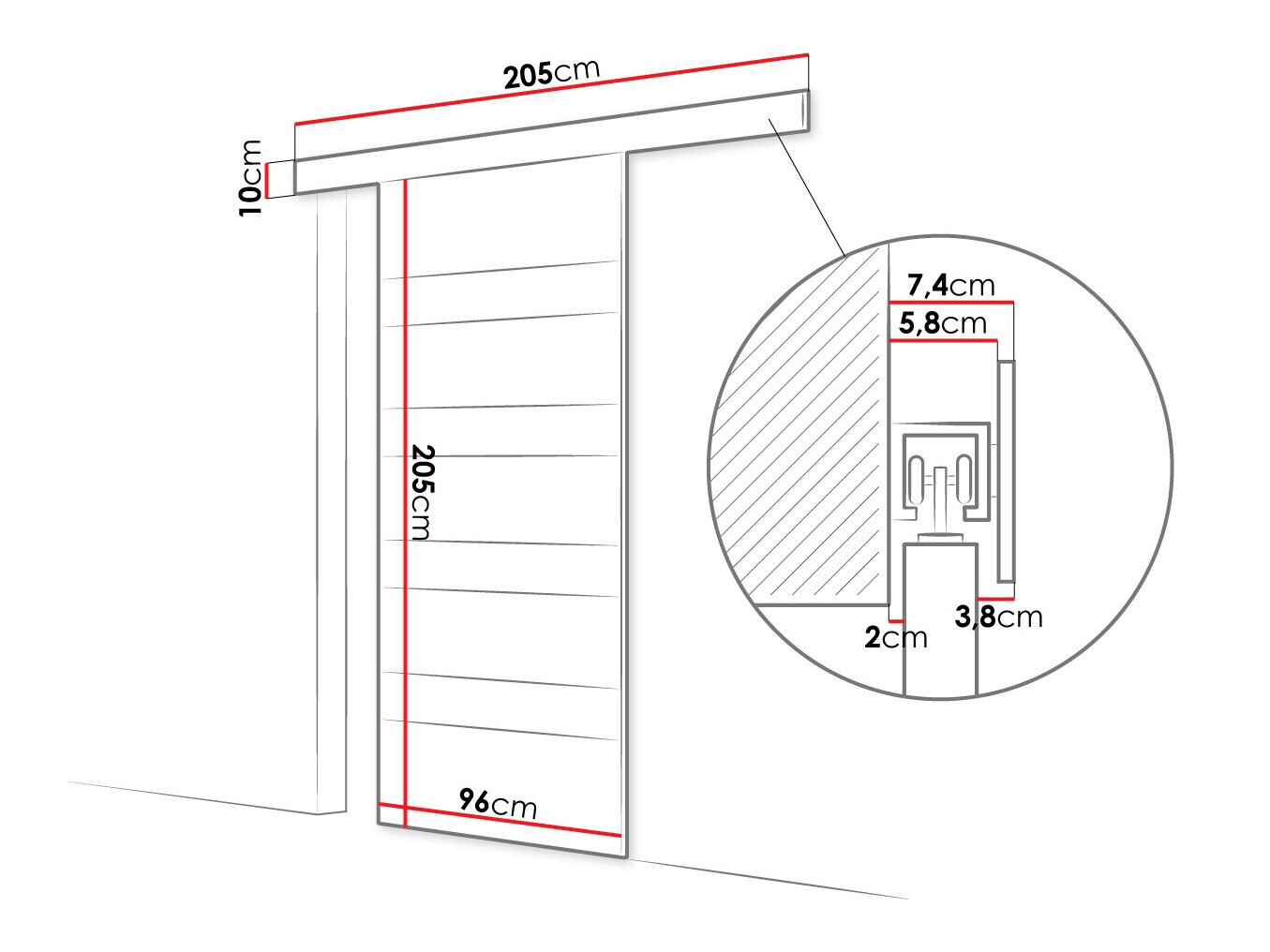 Porte coulissante Closico Portalis V (Marron + Blanc)