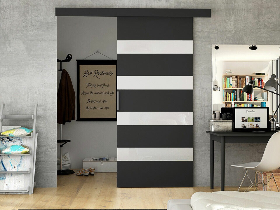 Porte coulissante Closico Portalis V (Noir + Blanc)
