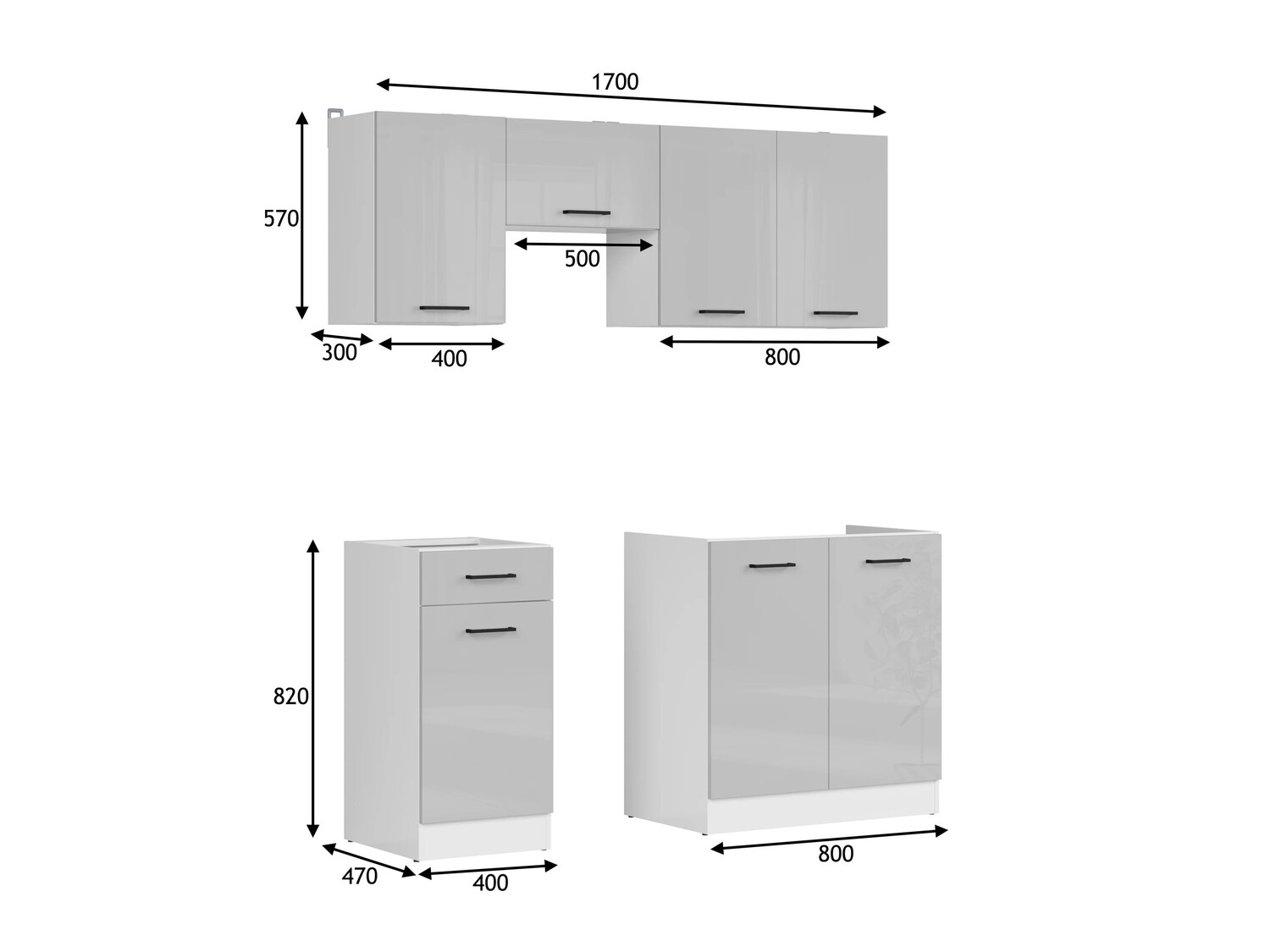 Cuisine complète modulaire Line Grey 117