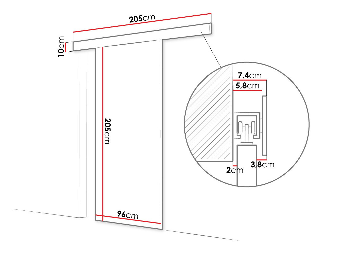 Porte coulissante Closico Portalis II (Blanc)