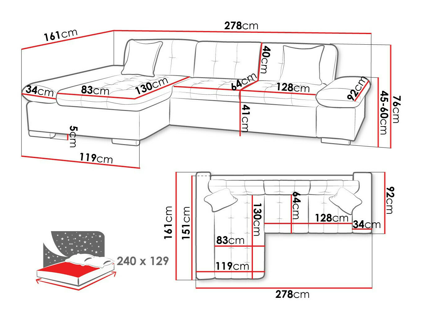 Canapé d'angle Comfivo Sanitas (Lux 06 + Lux 05)