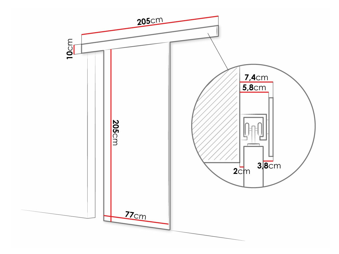 Porte coulissante Closico 180 (Sonoma chêne)