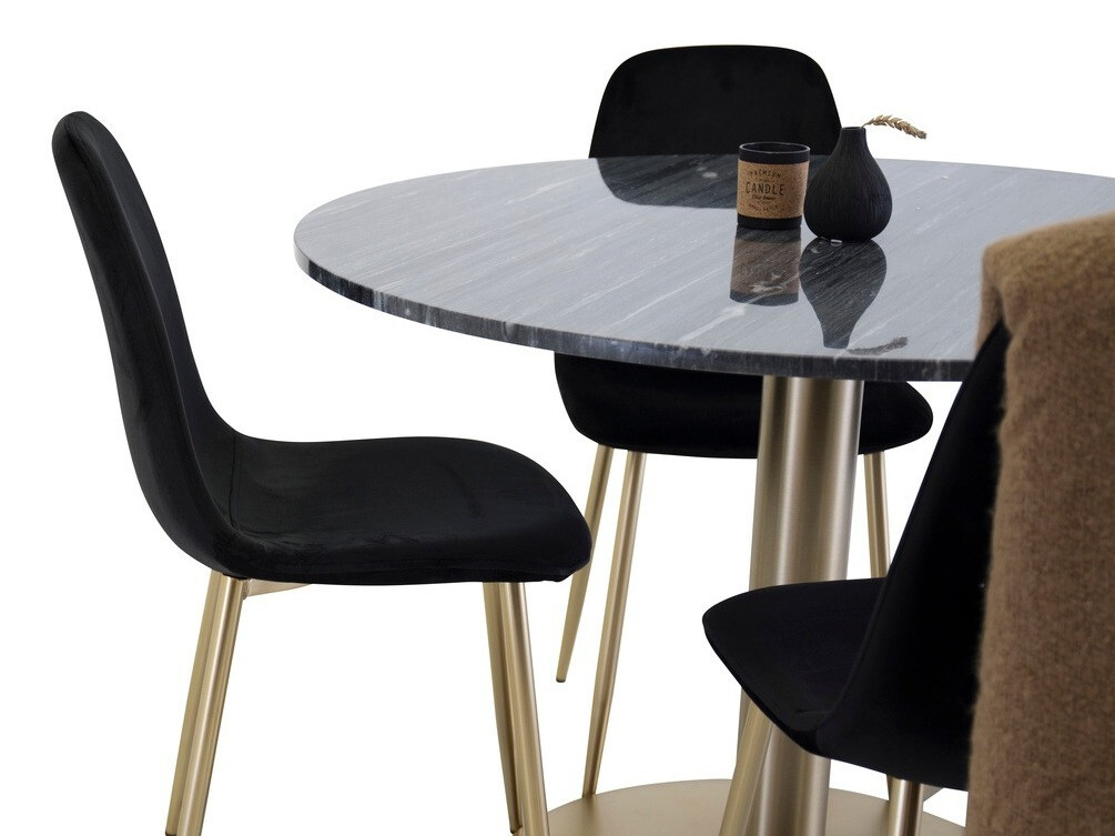 Salle à manger complète Dallas 1220 (Noir + Doré)