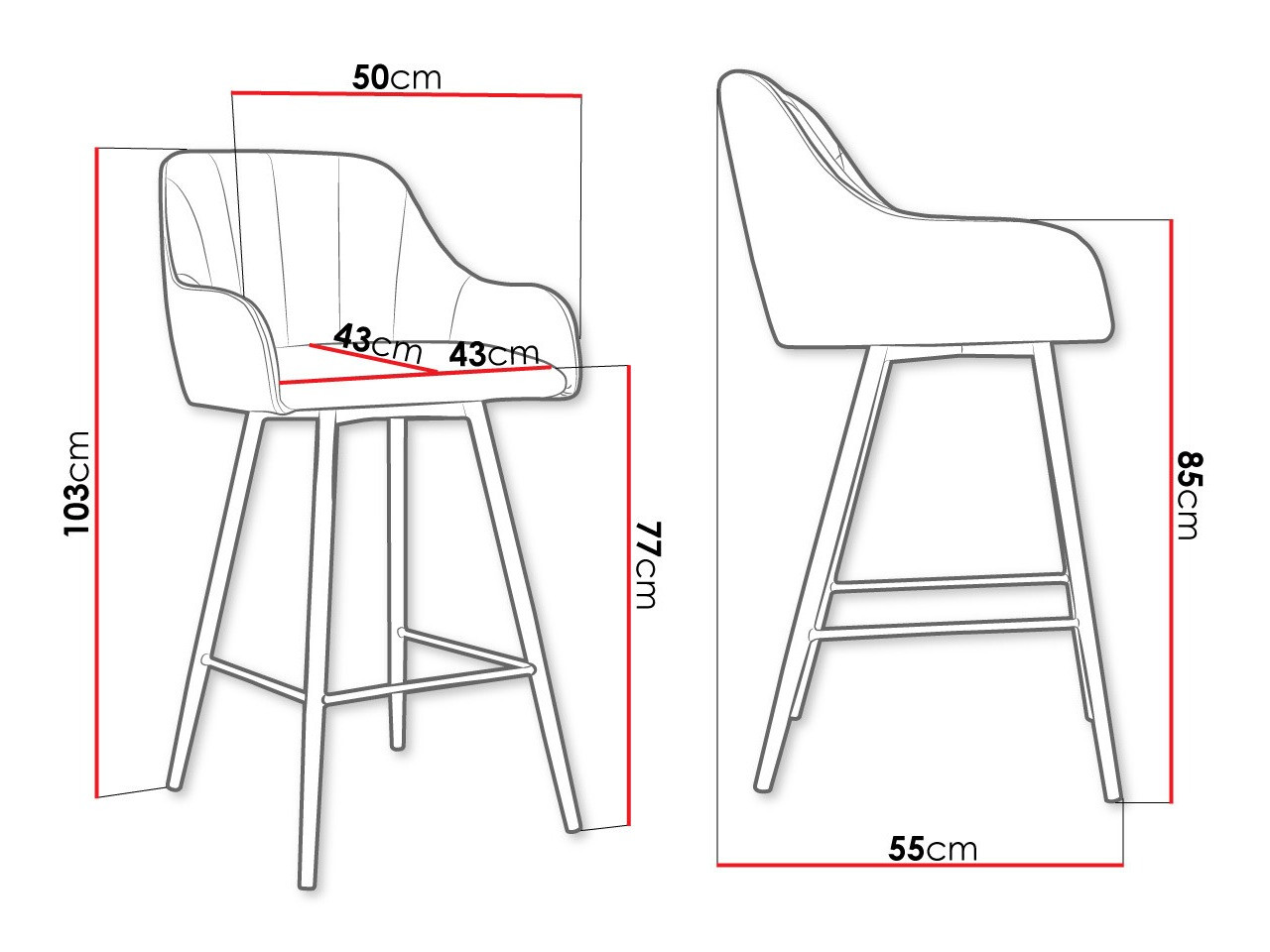 Chaise de bar Jackson 102 (Magic Velvet 2209)
