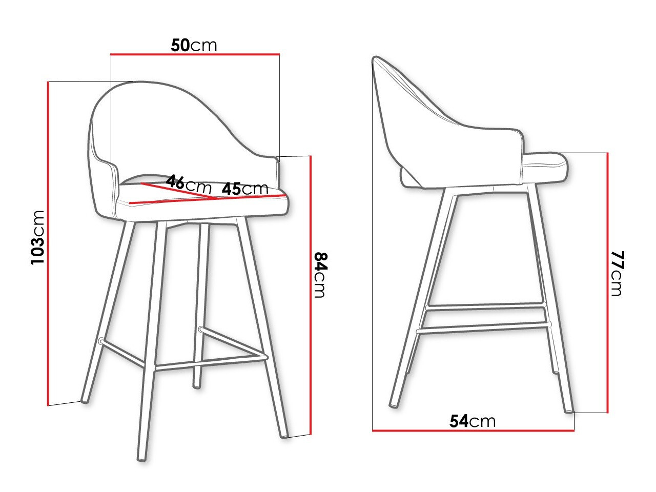 Chaise de bar Jackson 103 (Magic Velvet 2209)