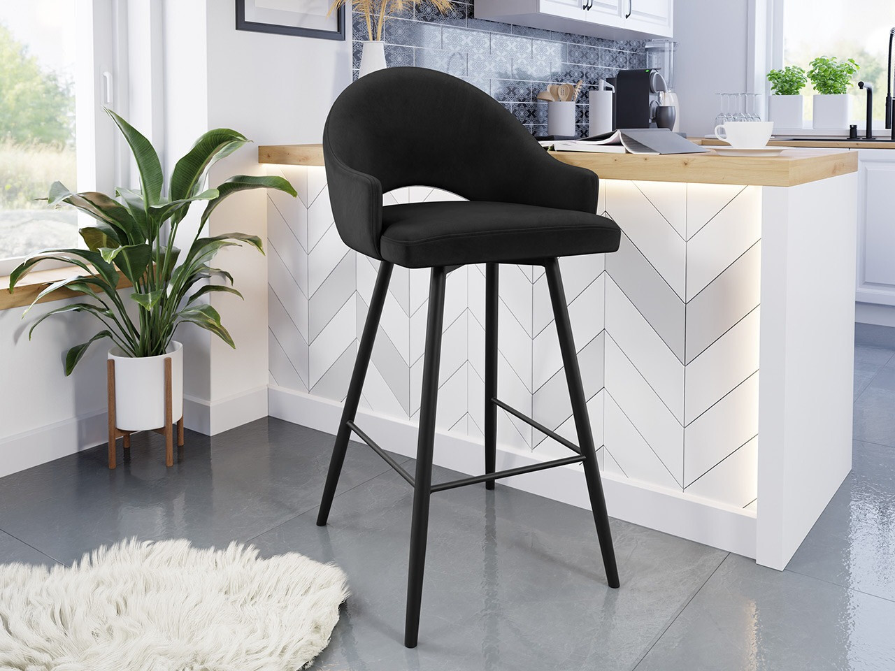 Chaise de bar Jackson 103 (Noir + Magic Velvet 2219)