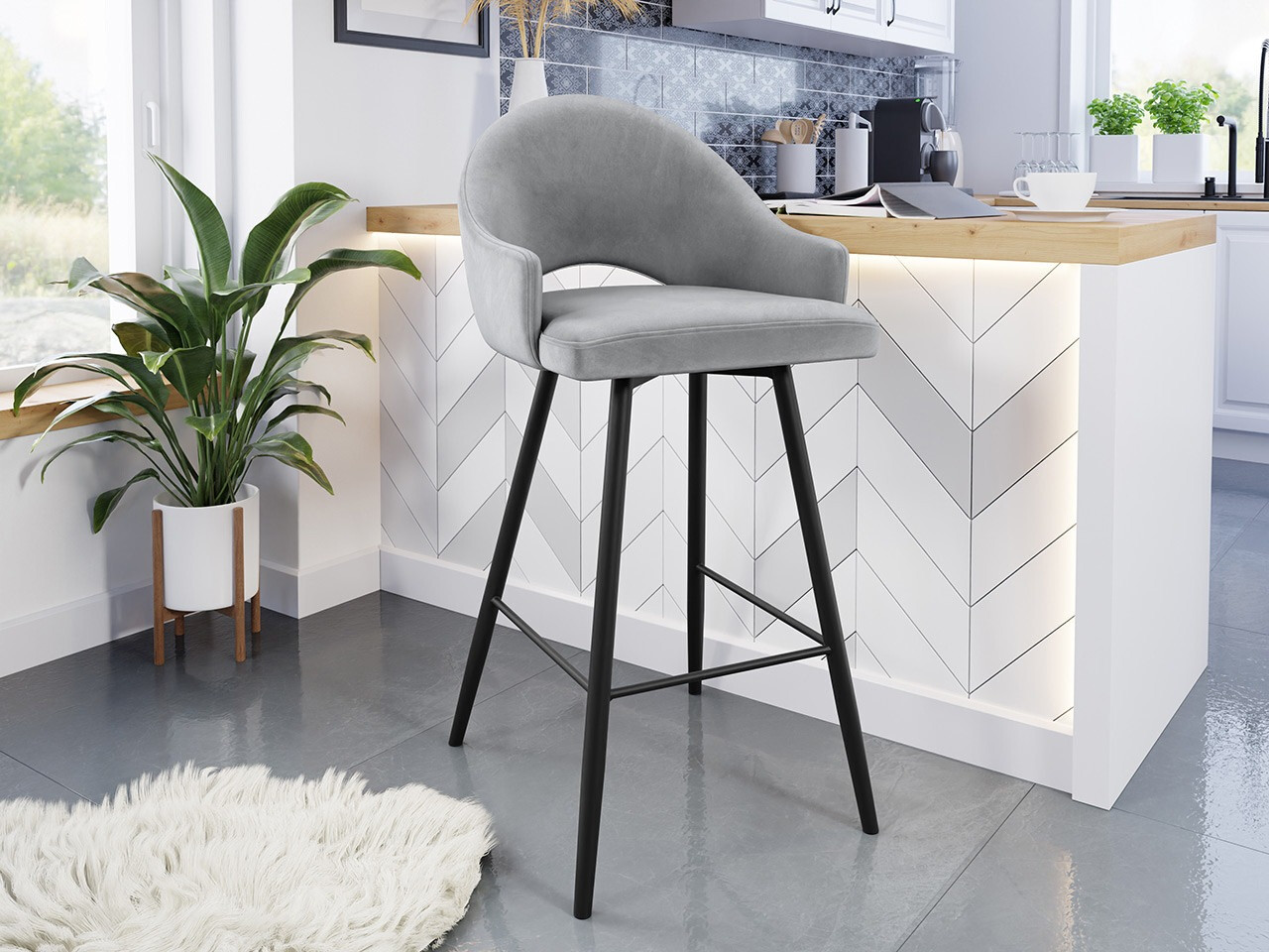 Chaise de bar Jackson 103 (Noir + Magic Velvet 2240)