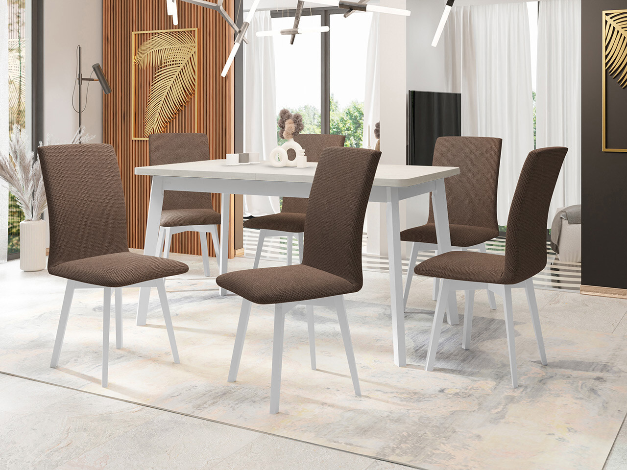 Salle à manger complète Victorville 335 (Blanc)