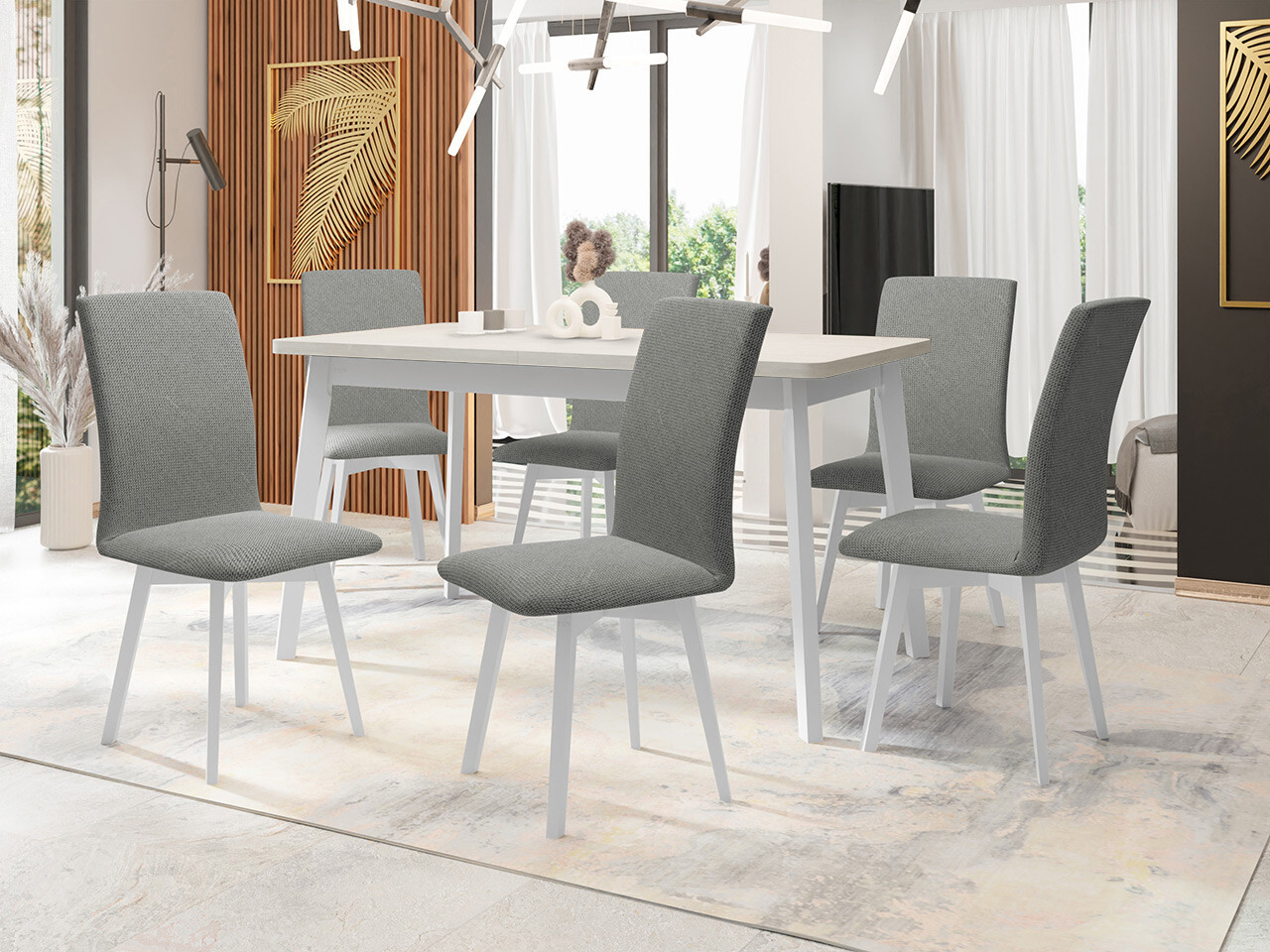 Salle à manger complète Victorville 335 (Blanc)