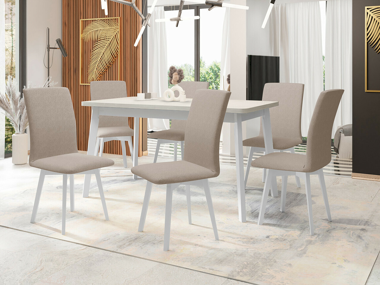 Salle à manger complète Victorville 335 (Blanc)