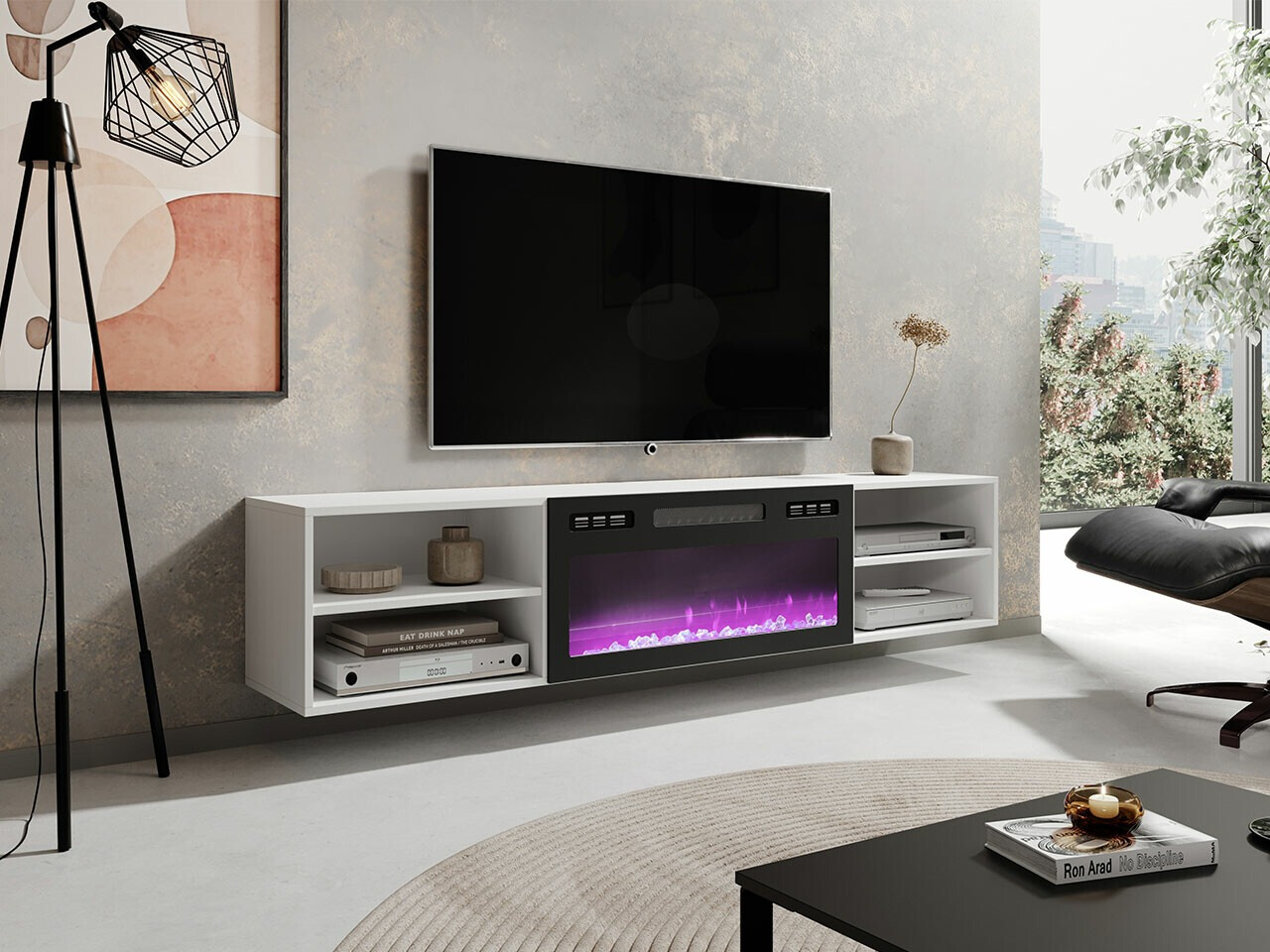 Meuble TV Charlotte 190 (Blanc + Noir)