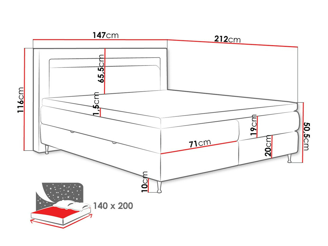 Lit continental ComfiDream Celara (Soft 017)