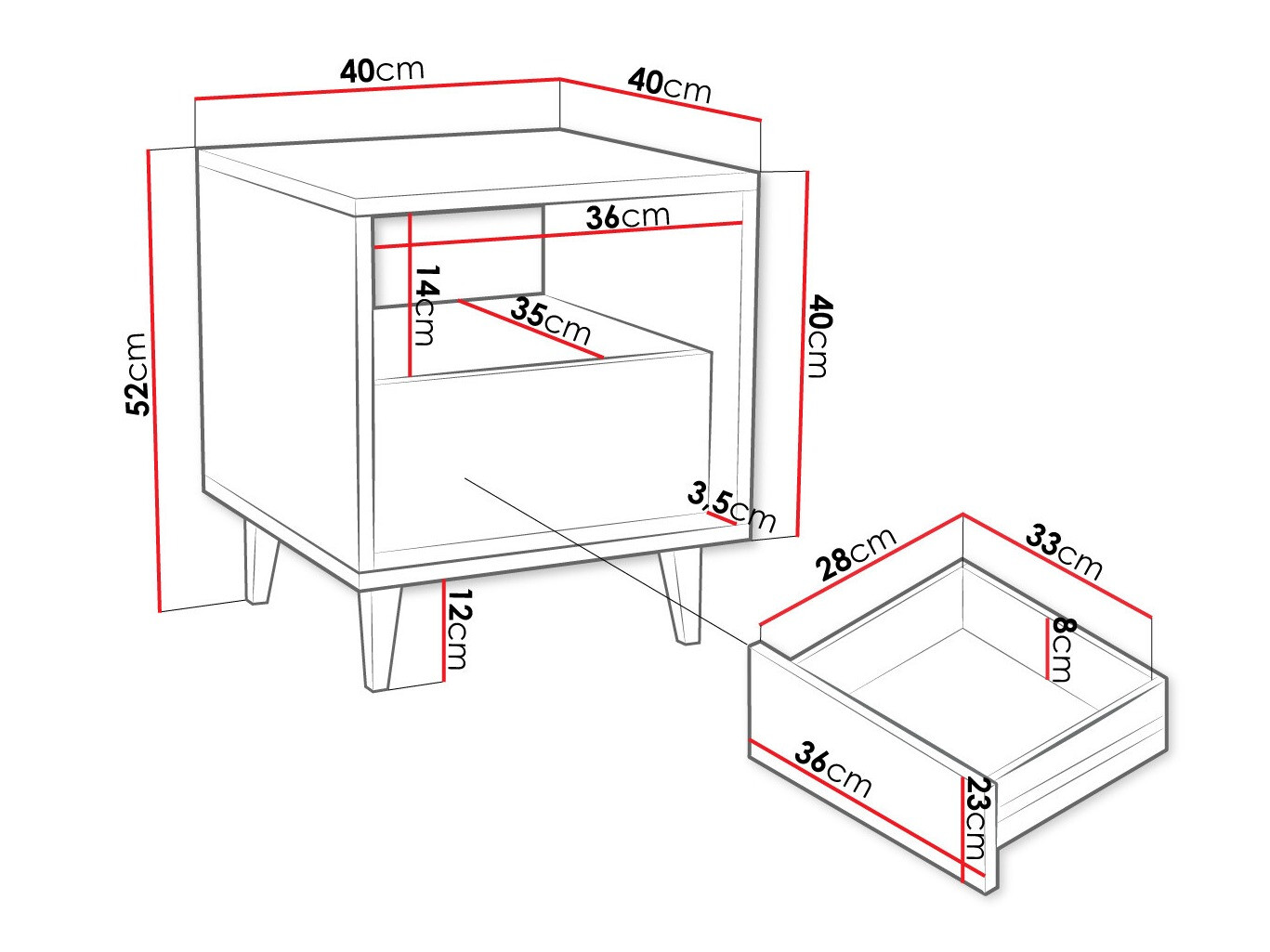 Table de chevet Comfivo Romtori