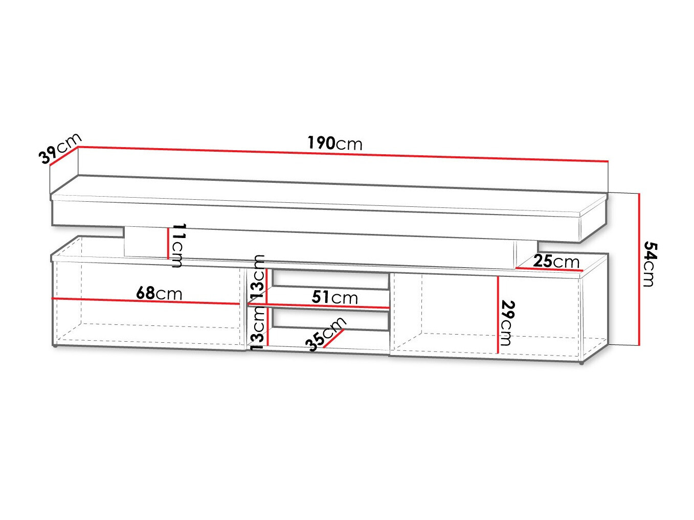 Meuble TV Monfero (Noir + Noir brillant)