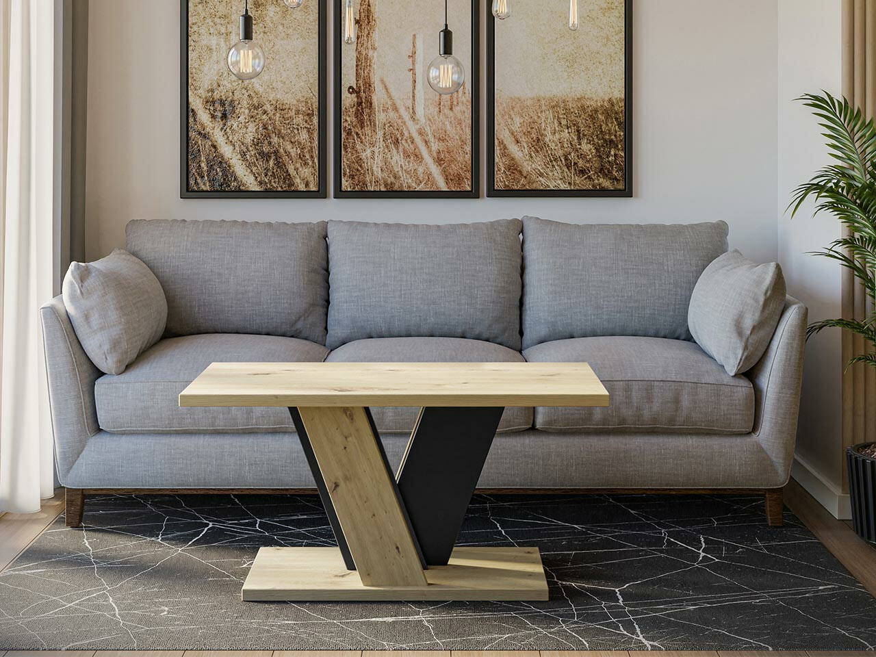 Table basse Goodyear 128 (Chêne Artisan + Noir)