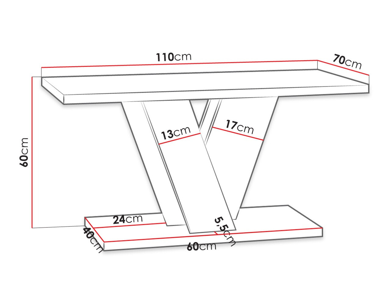 Table basse Goodyear 128 (Chêne Artisan + Noir)