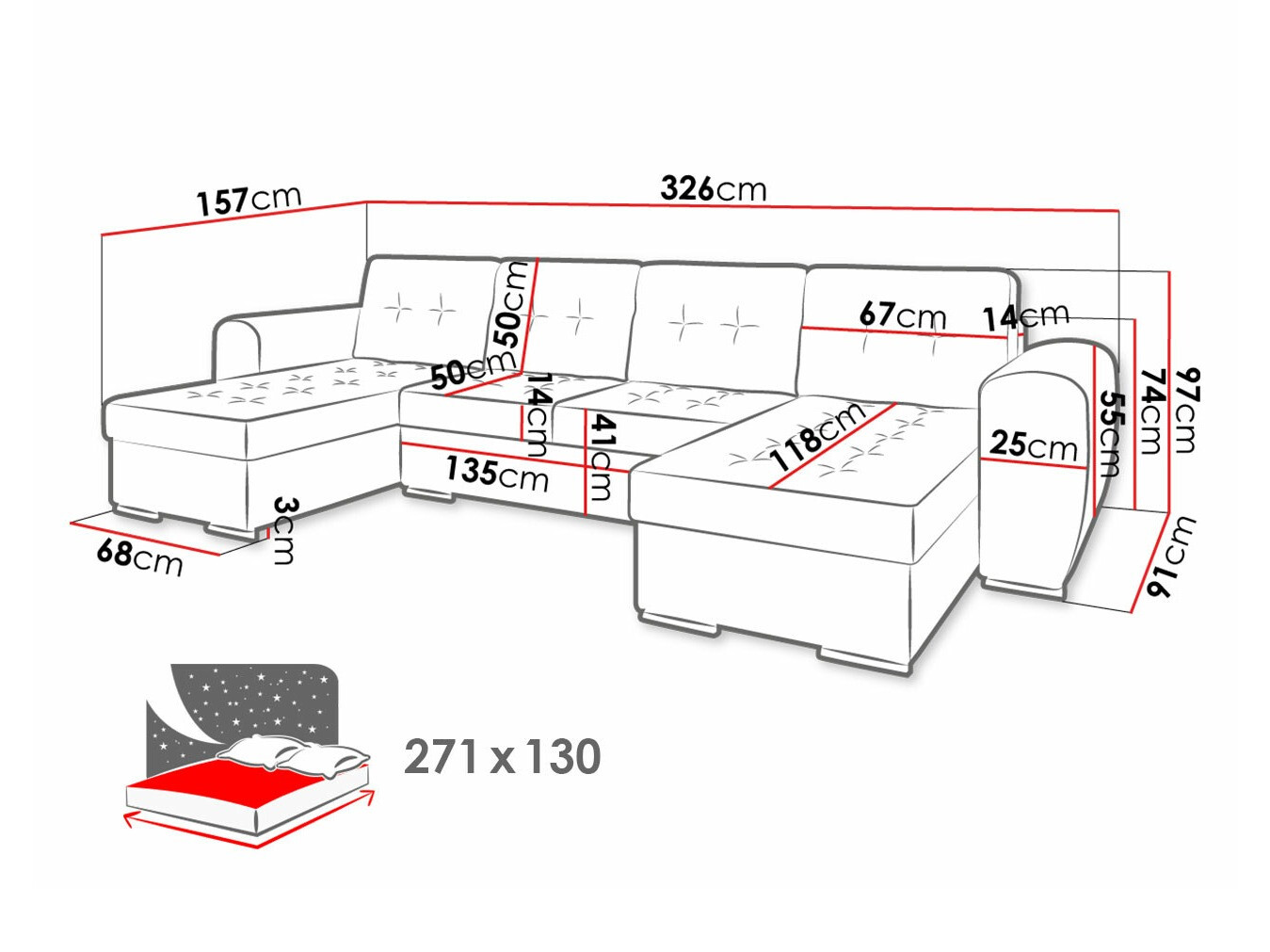 Canapé d'angle Arvada 117 (Monolith 29)