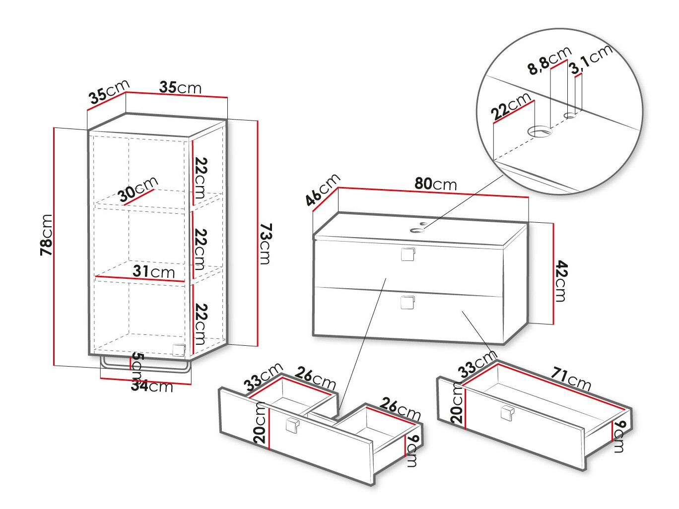 Ensemble de salle de bain Panium I (Noir)