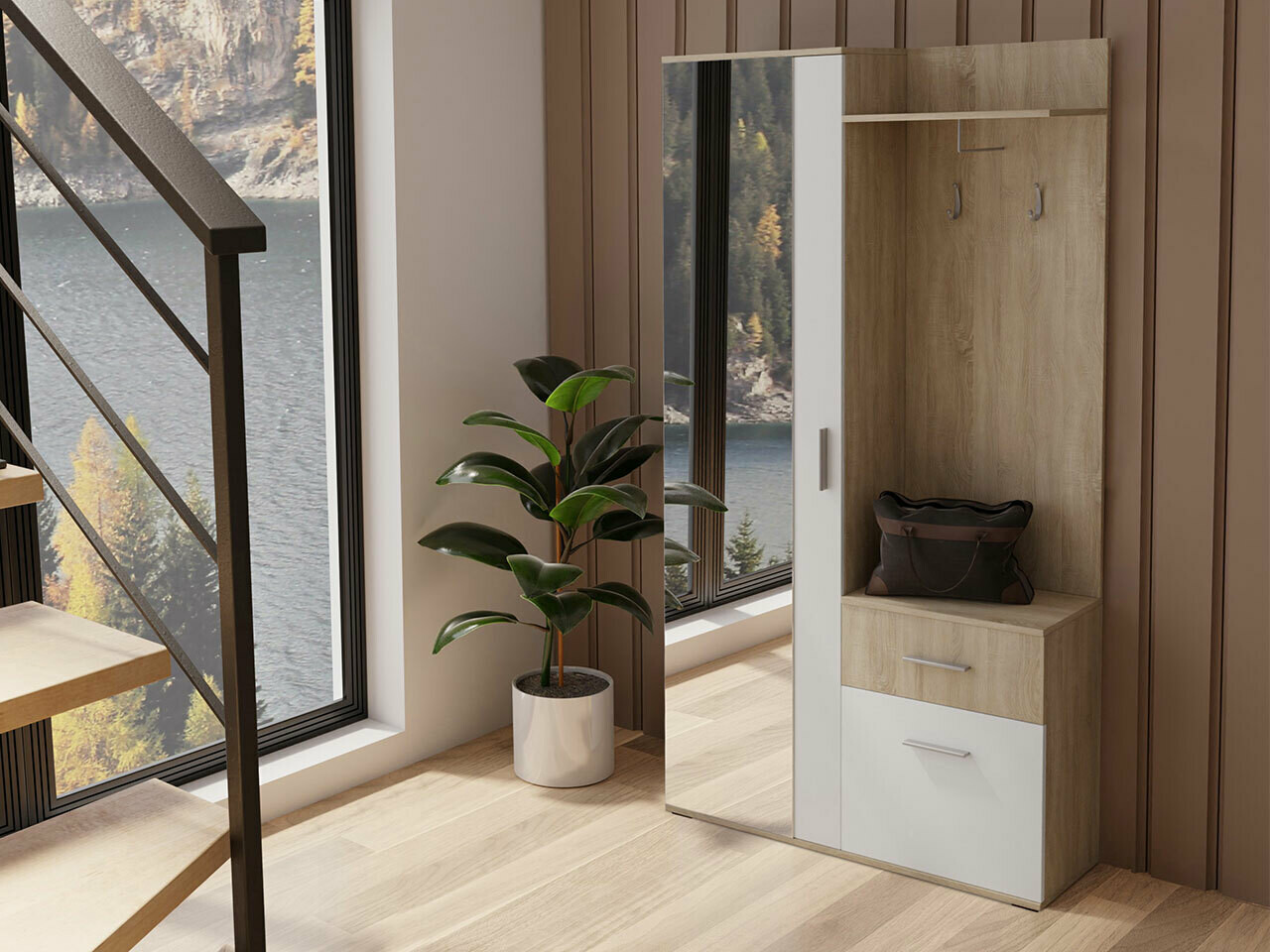 Meuble d'entrée Stanton 103 (Sonoma chêne + Blanc)