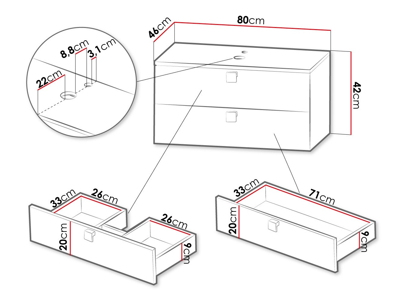 Armoire de salle de bains murale pour lavabo Orlvera 102 (Blanc)
