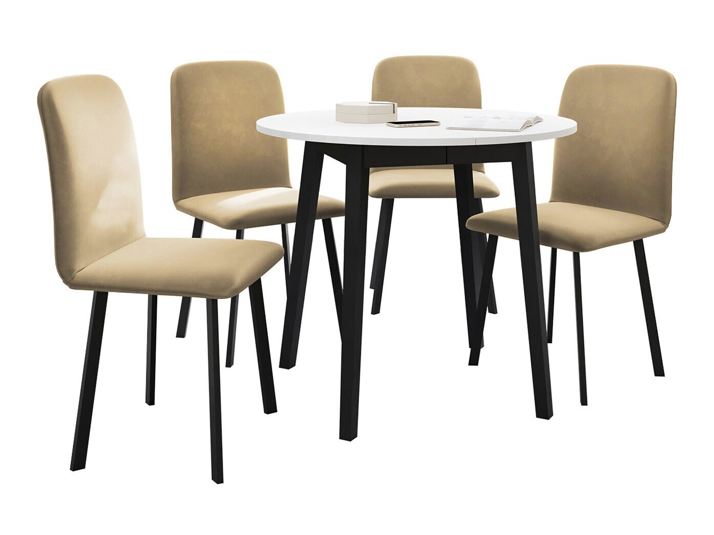 Salle à manger complète Edmond 119 (Blanc + Noir)