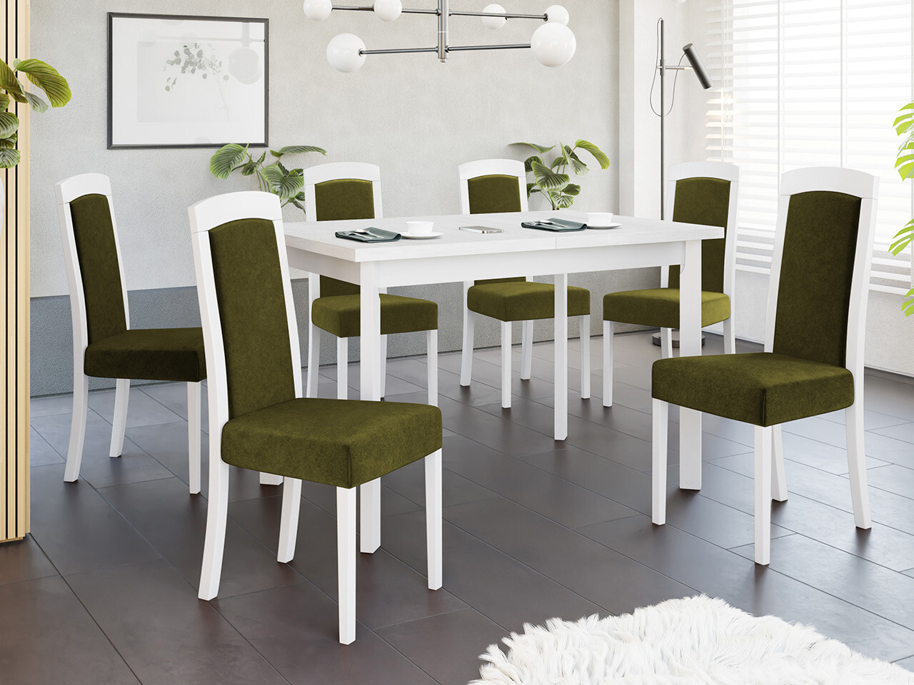 Salle à manger complète Victorville 351 (Blanc)