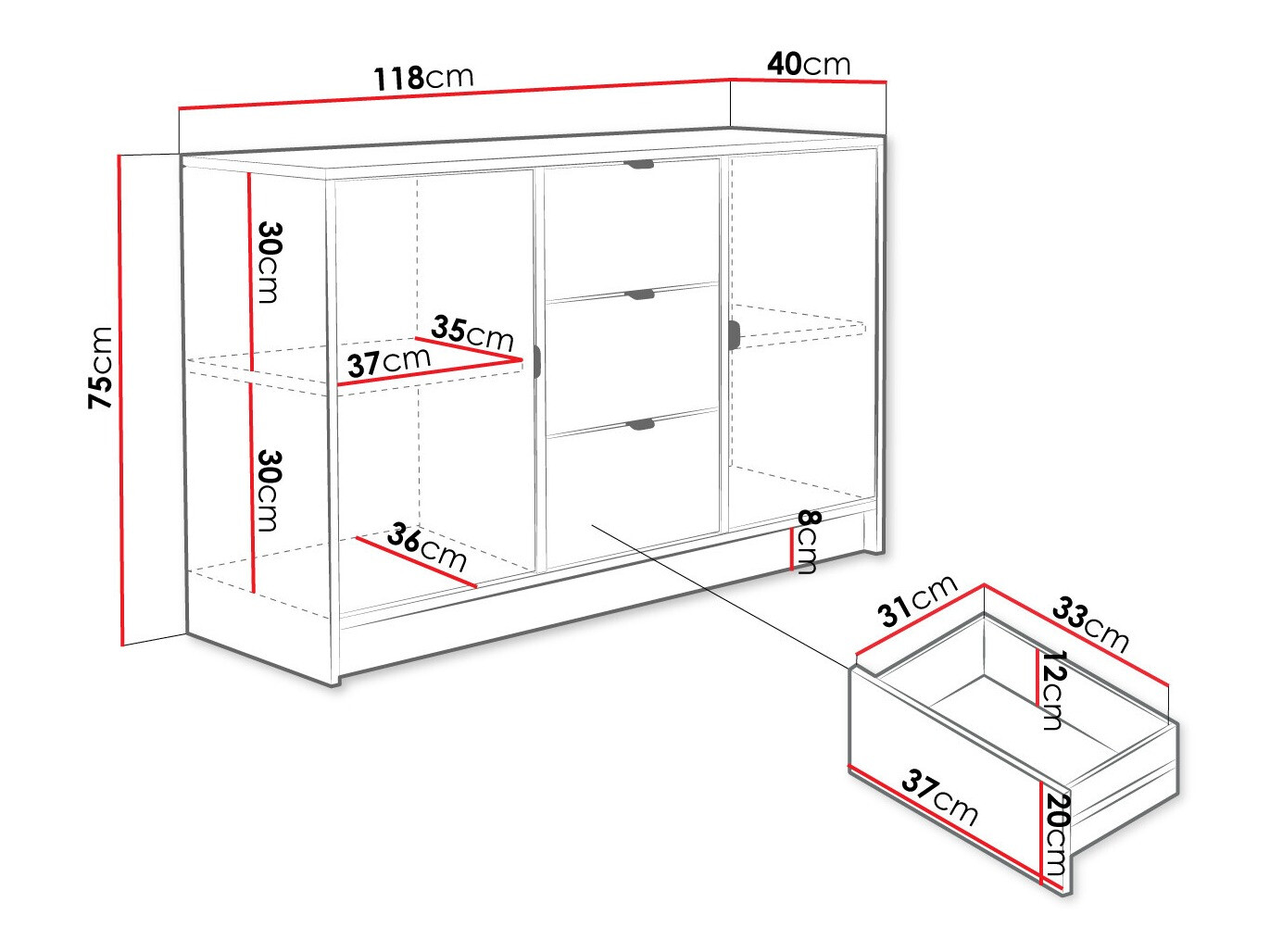 Commode Comfivo Papilio (Blanc)