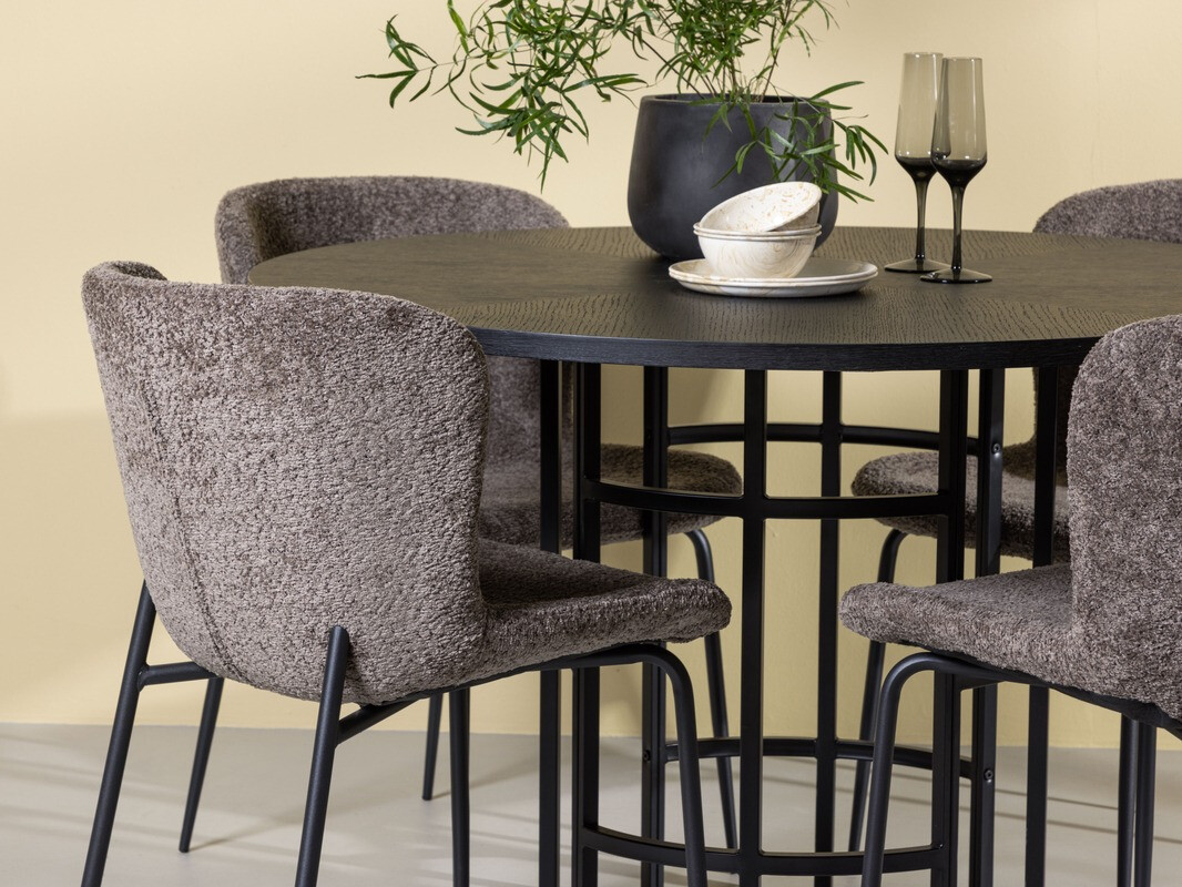 Salle à manger complète Dallas 4143 (Marron + Noir)