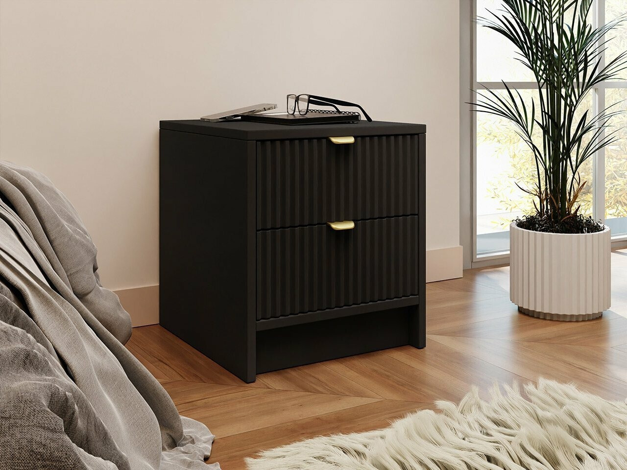 Table de chevet Comfivo Papilio (Noir)