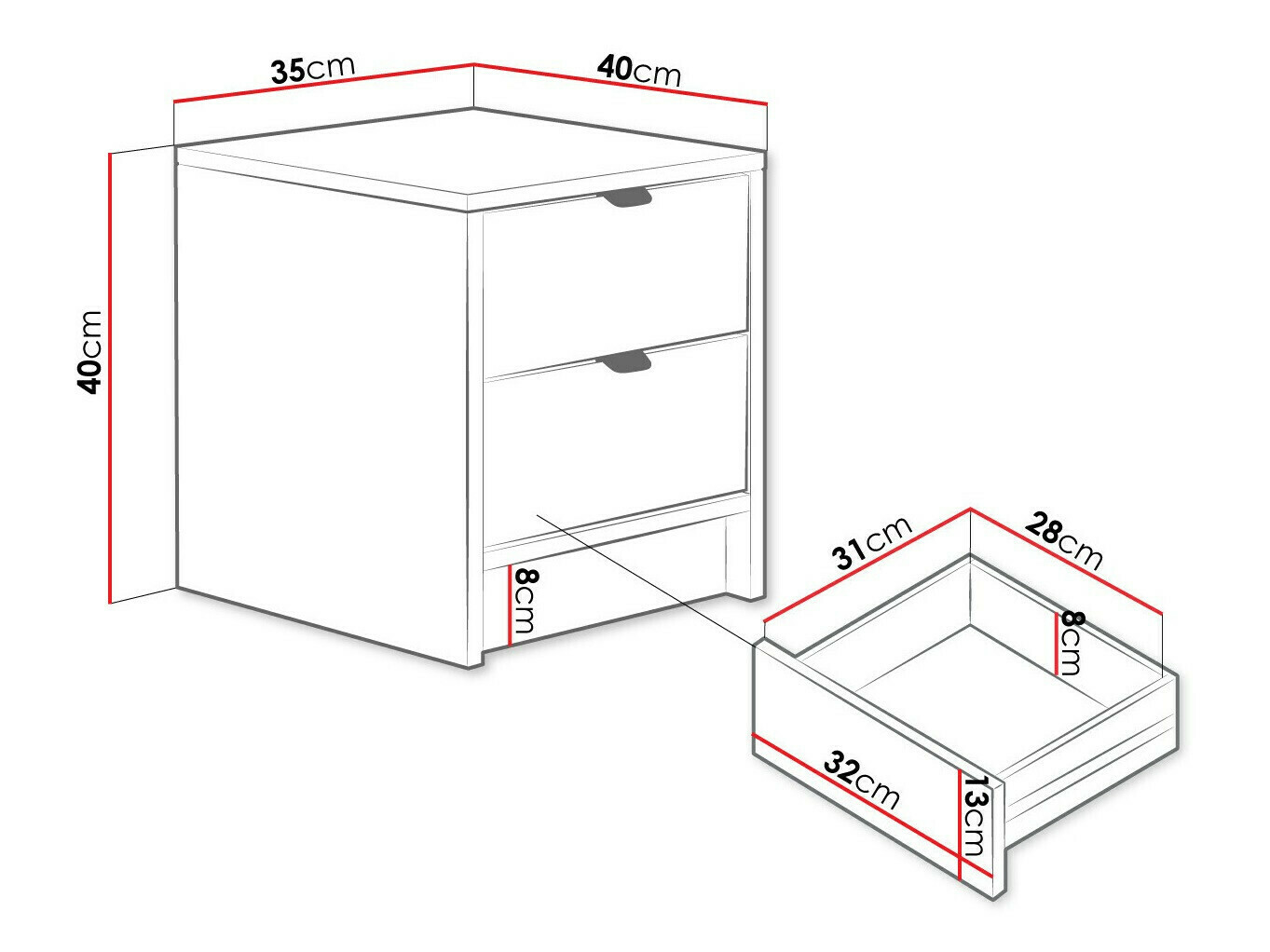 Table de chevet Comfivo Papilio (Noir)