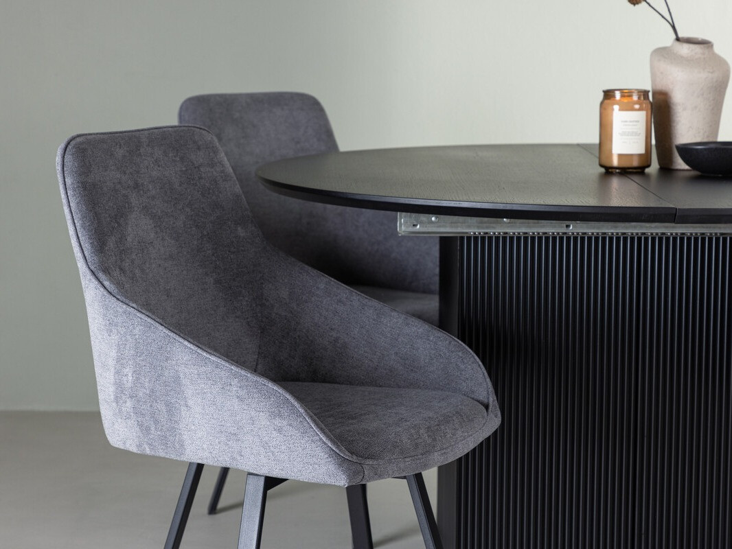 Salle à manger complète Dallas 4335 (Noir + Gris foncé)